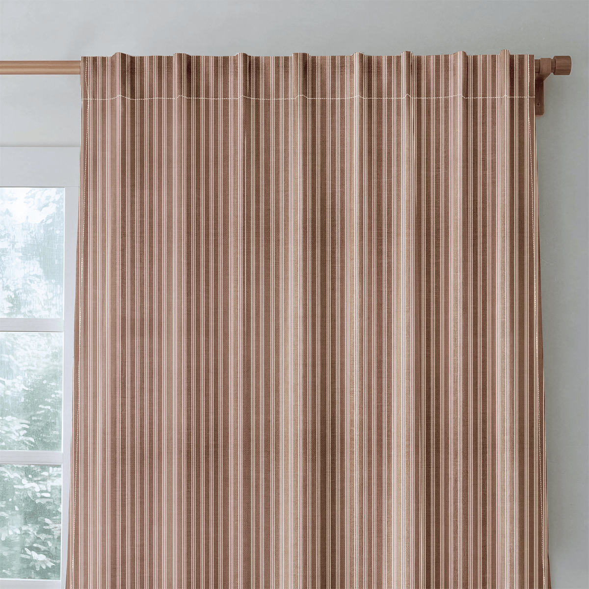 Umber Ticking Stripe - Curtain Panel - The Drapery