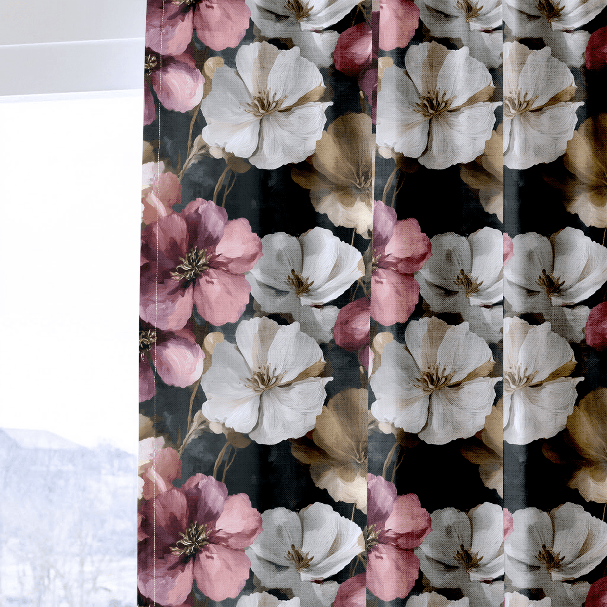 Velvet Blooms Pattern - Curtain Panel - The Drapery