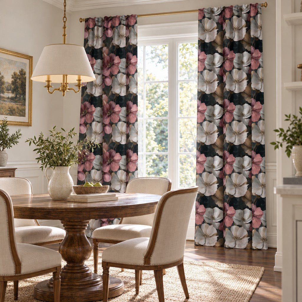 Velvet Blooms Pattern - Curtain Panel - The Drapery