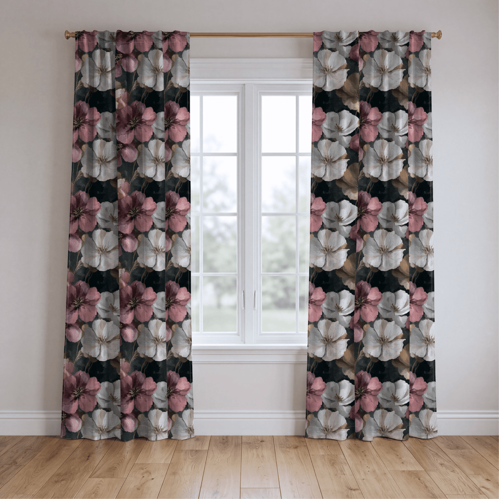 Velvet Blooms Pattern - Curtain Panel - The Drapery