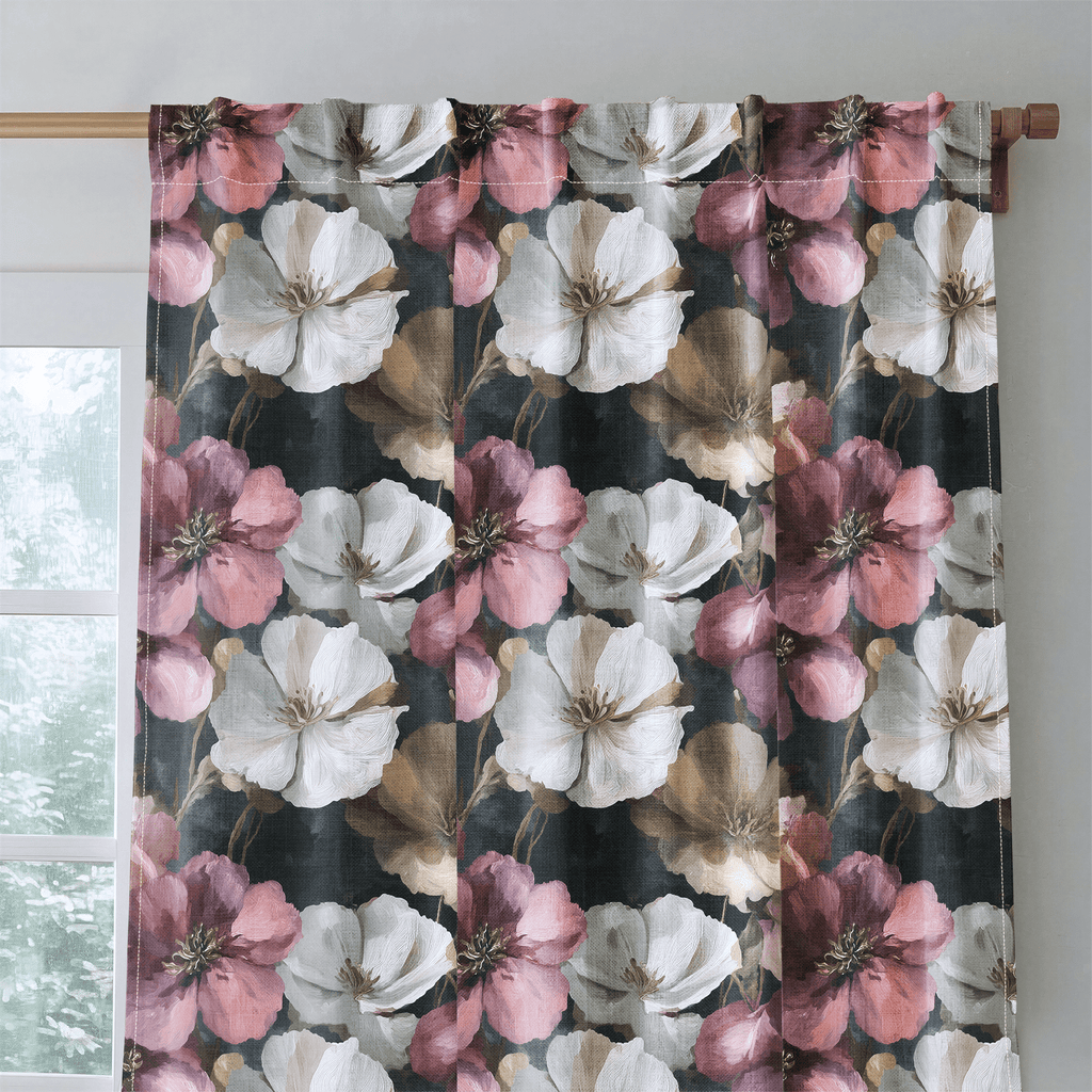 Velvet Blooms Pattern - Curtain Panel - The Drapery