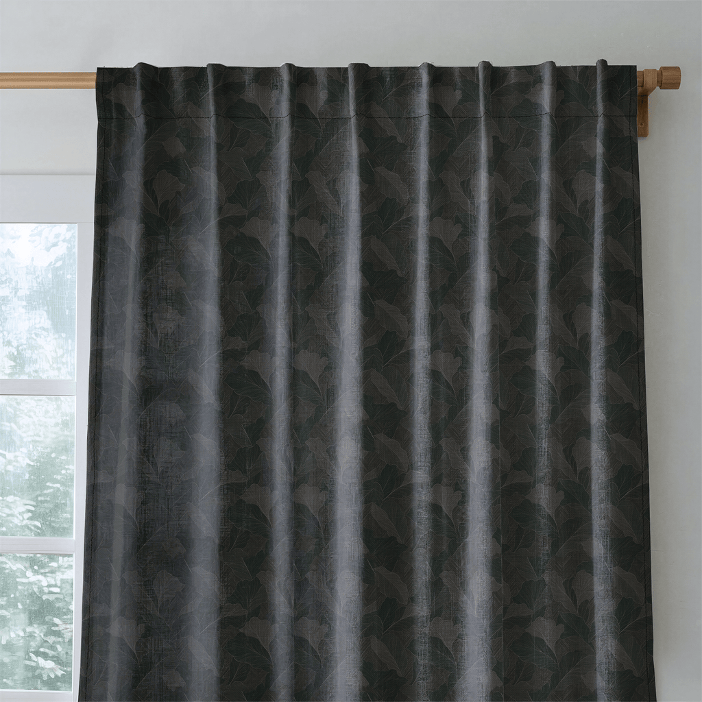 Verdant Ginkgo Charcoal - Curtain Panel - The Drapery