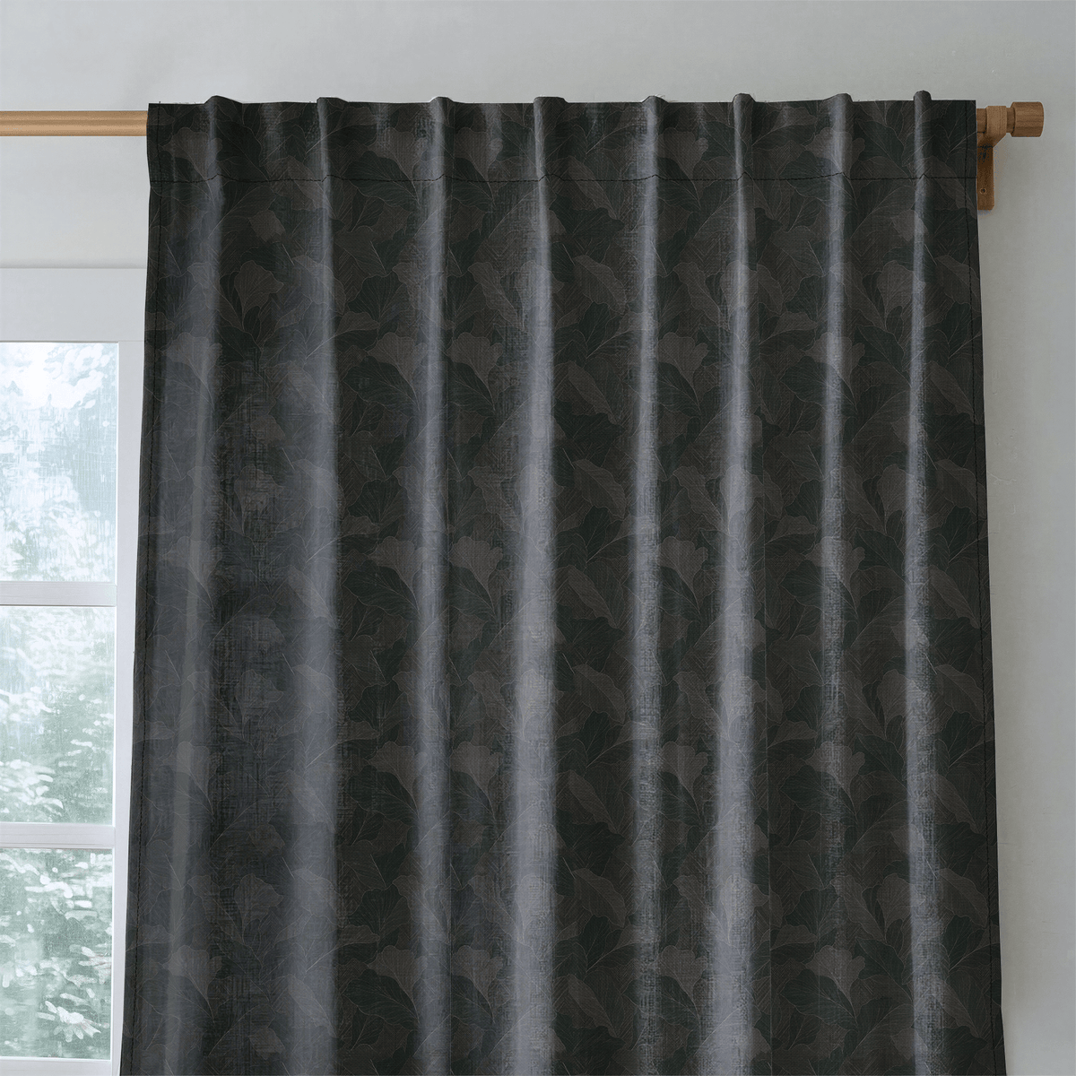 Verdant Ginkgo Charcoal - Curtain Panel - The Drapery