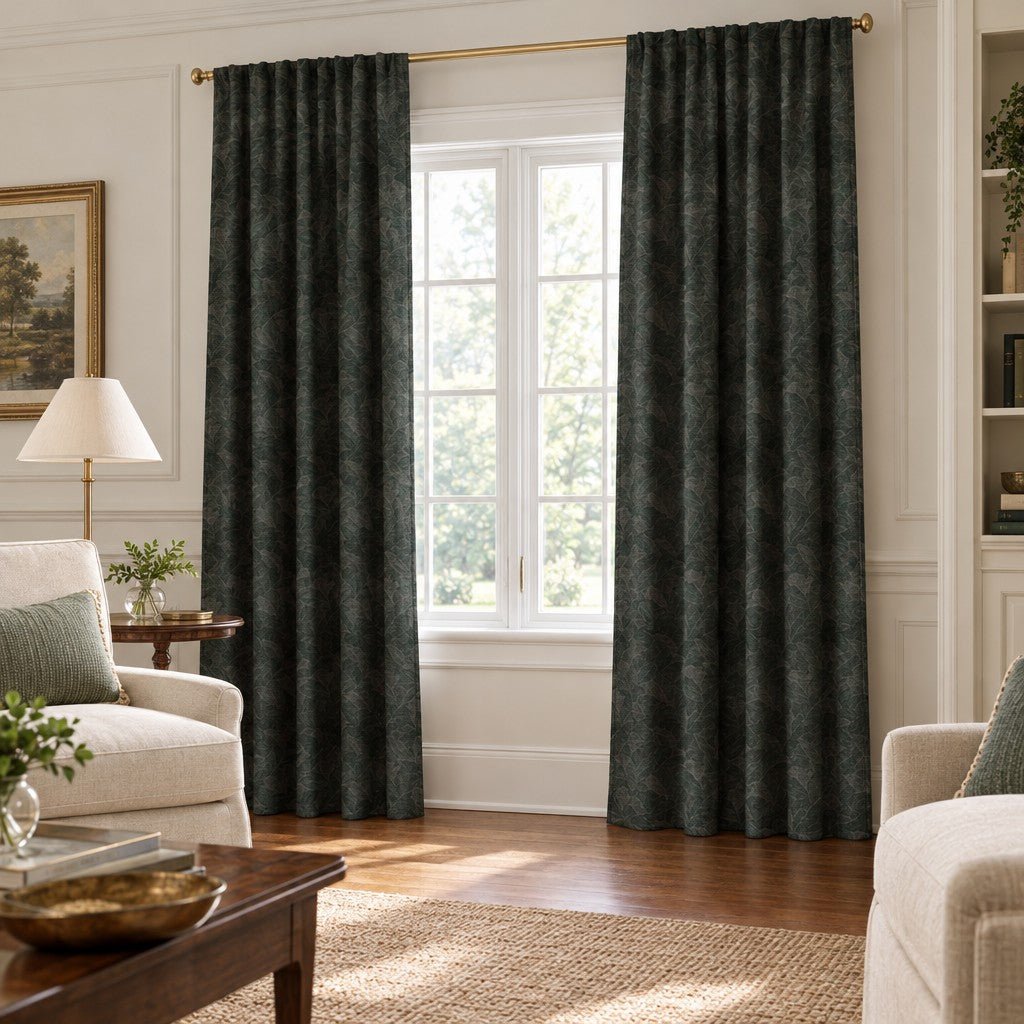 Verdant Ginkgo Charcoal - Curtain Panel - The Drapery