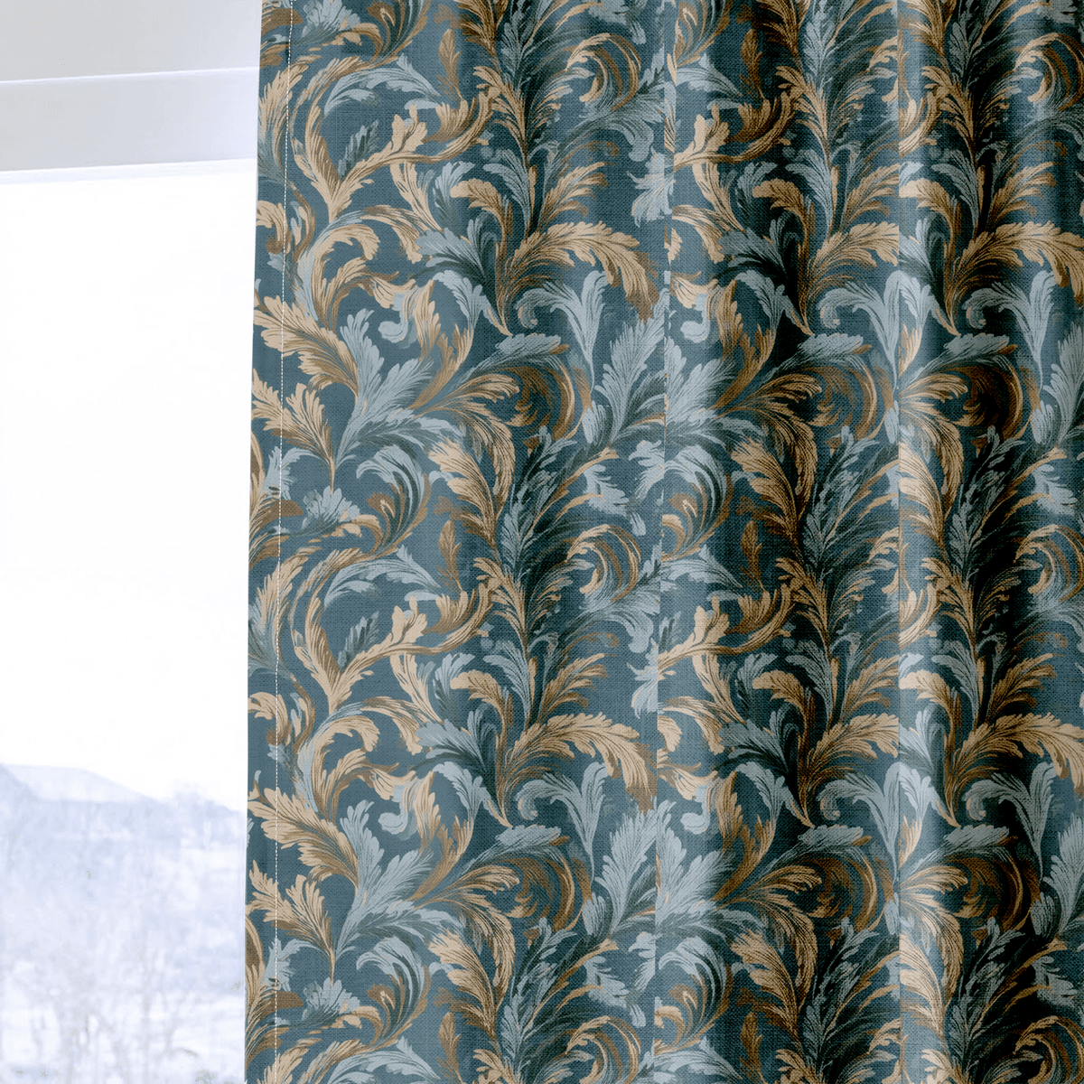 Verdigris Plume - Curtain Panel - The Drapery