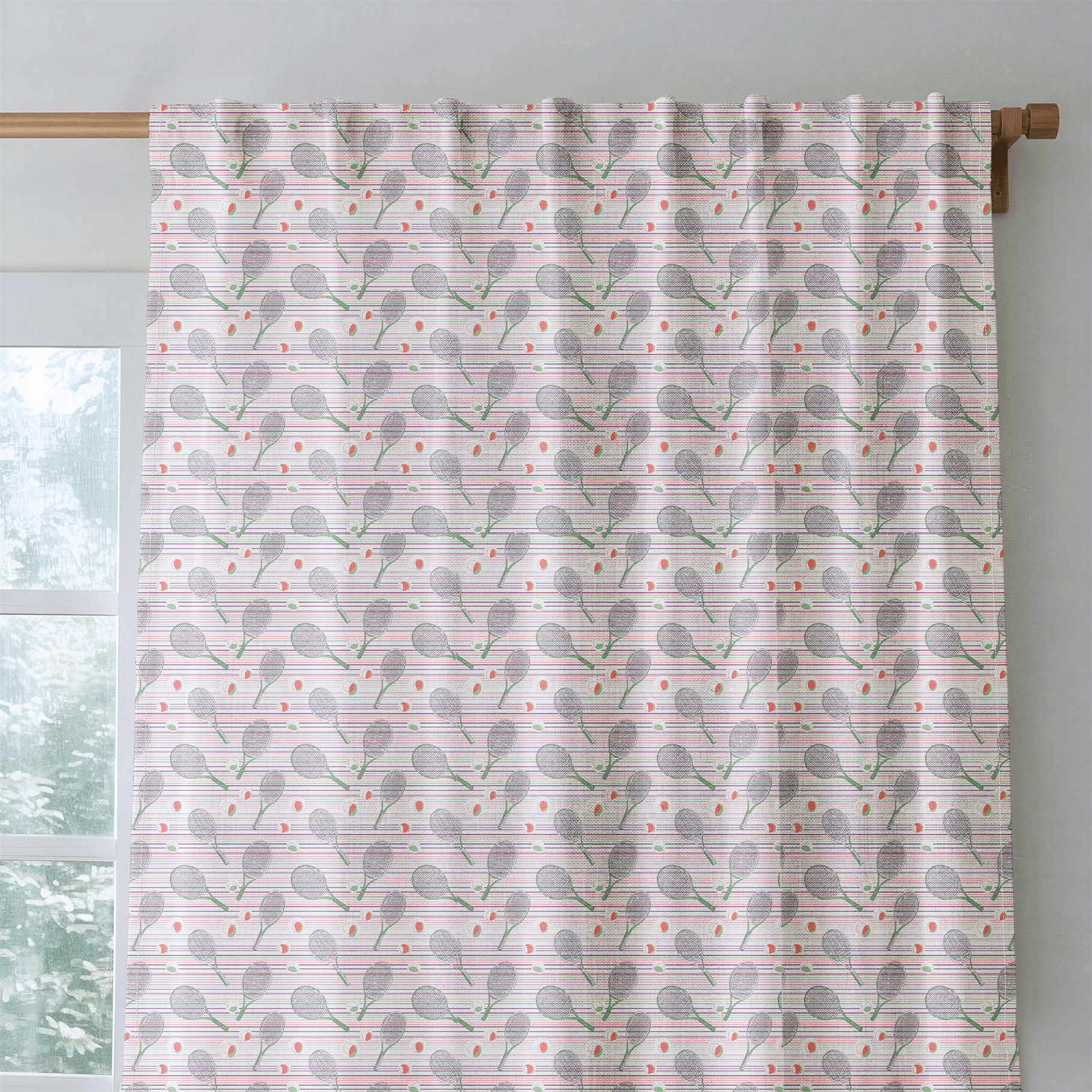 Vintage Tennis - Curtain Panel - The Drapery