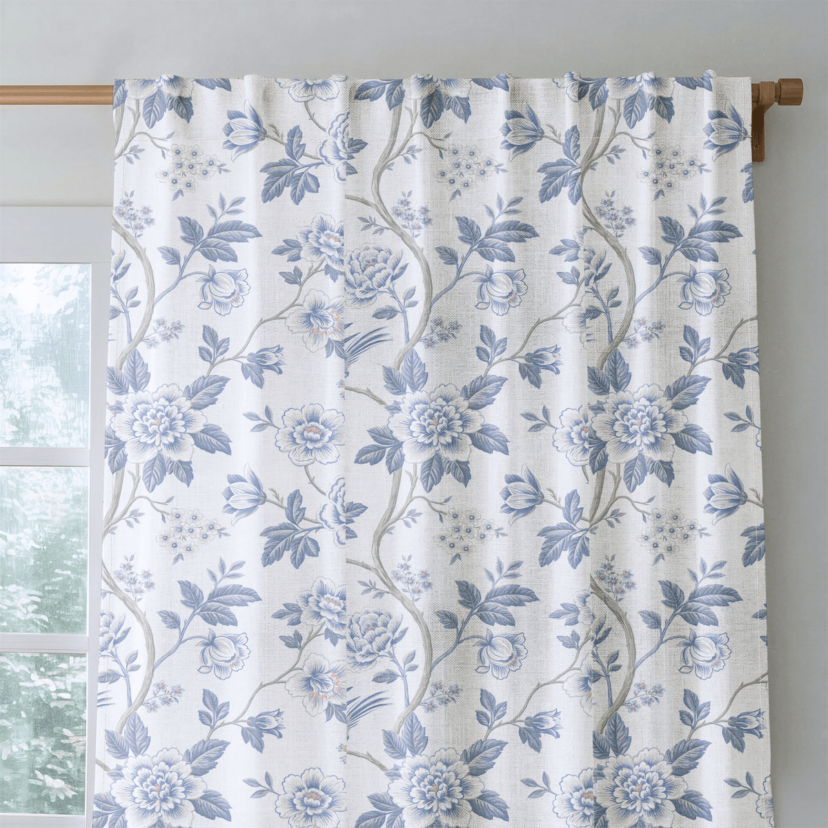 Vivienne Trail Porcelain - Curtain Panel - The Drapery