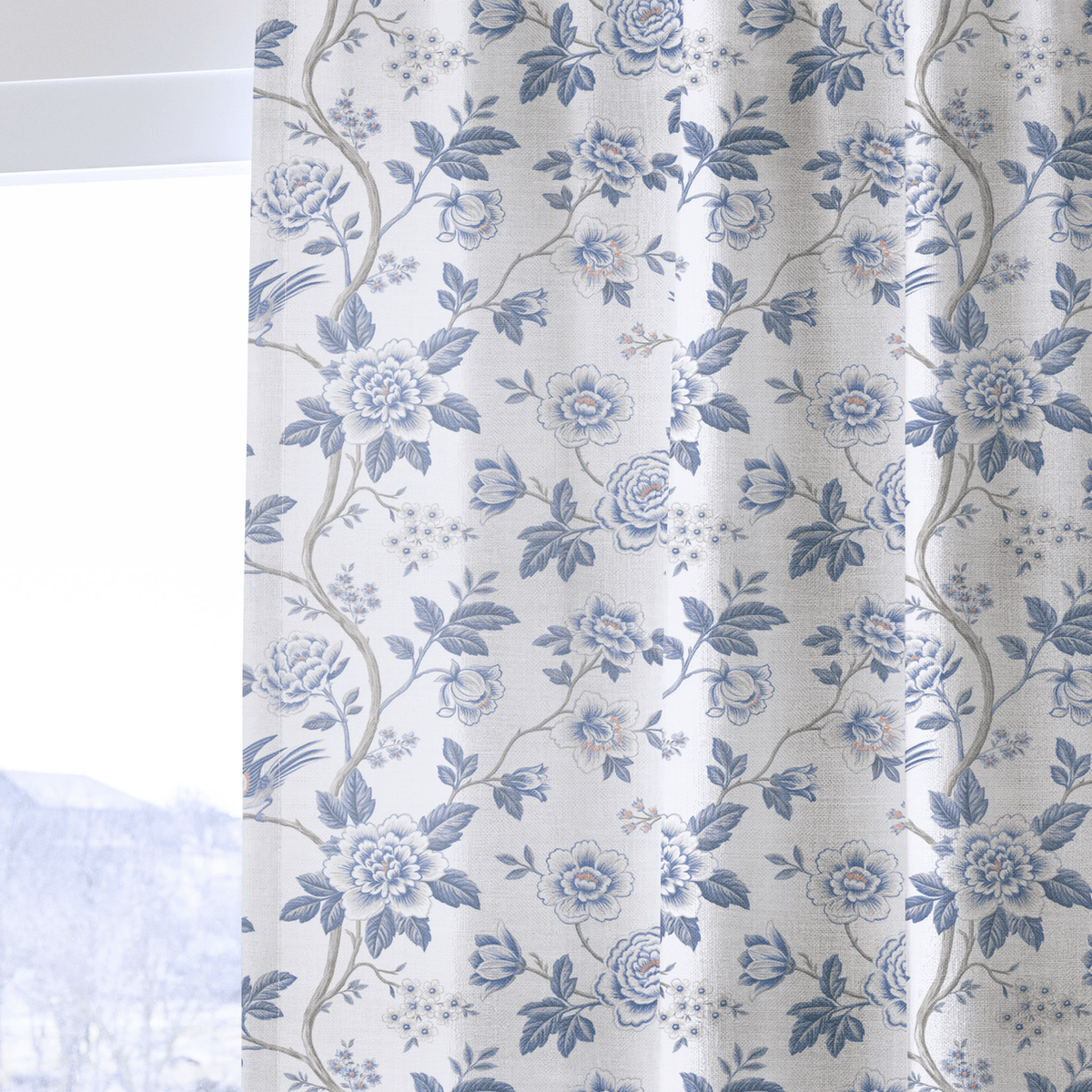 Vivienne Trail Porcelain - Curtain Panel - The Drapery