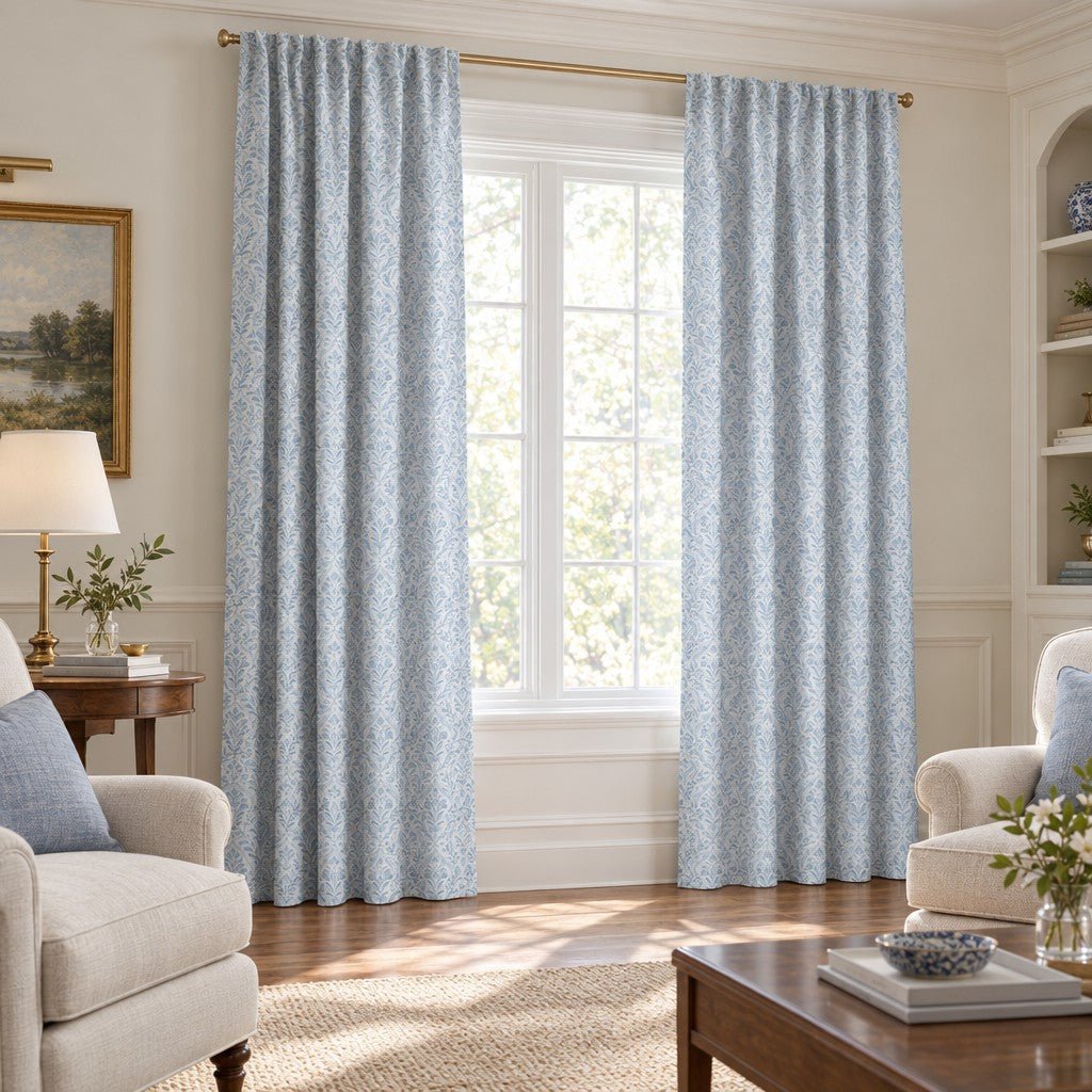 Wedgewood Vine Dustblu - Curtain Panel - The Drapery