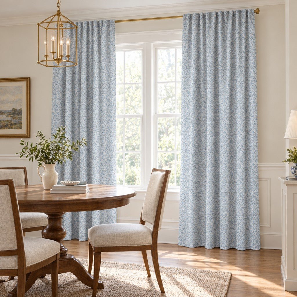 Wedgewood Vine Dustblu - Curtain Panel - The Drapery
