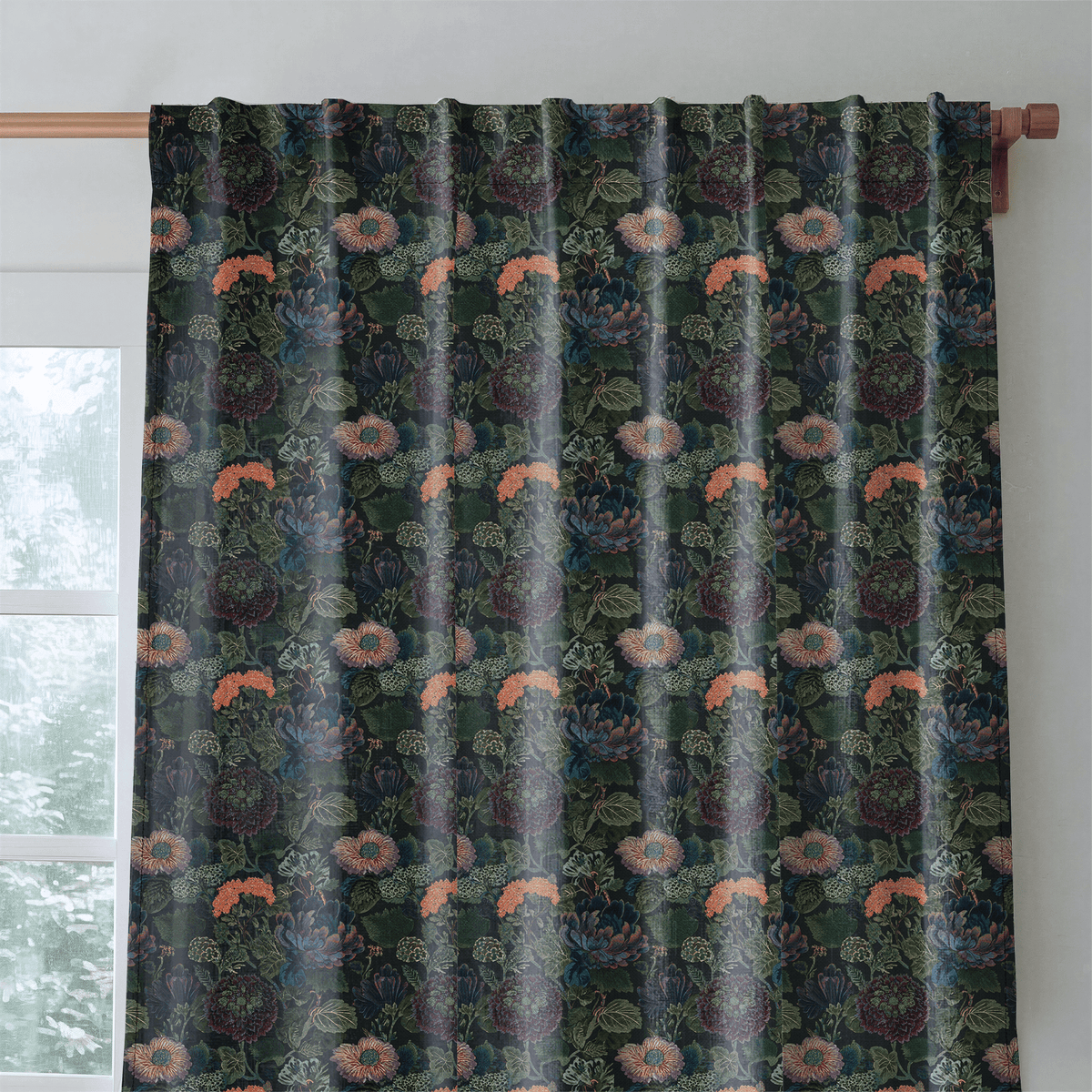 Wildwood on Moss - Curtain Panel - The Drapery
