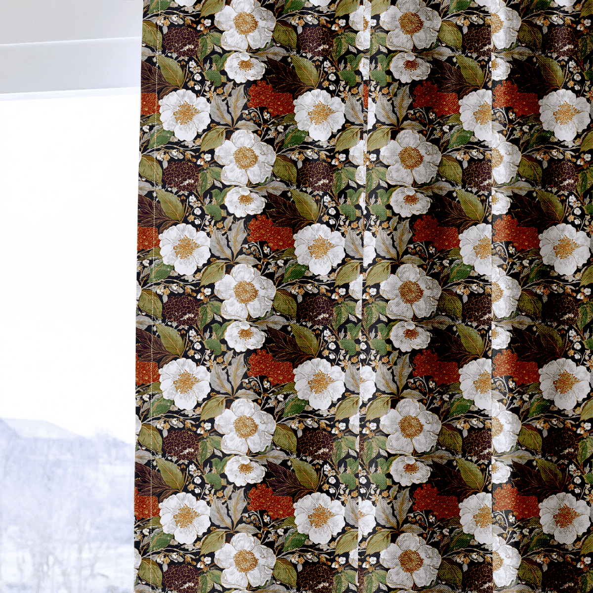 Winterberry Ebony - Curtain Panel - The Drapery