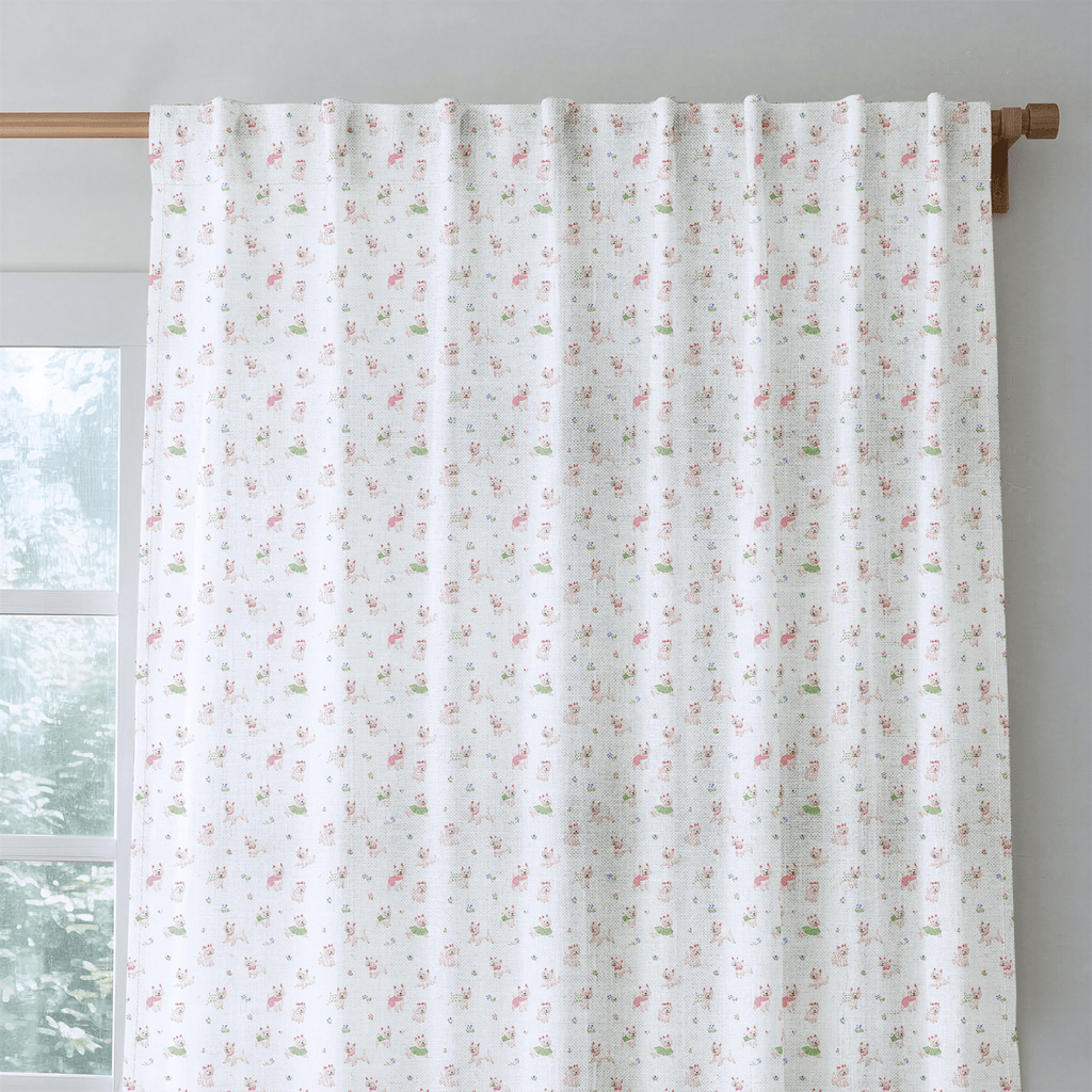 Yorkie Garden - Curtain Panel - The Drapery