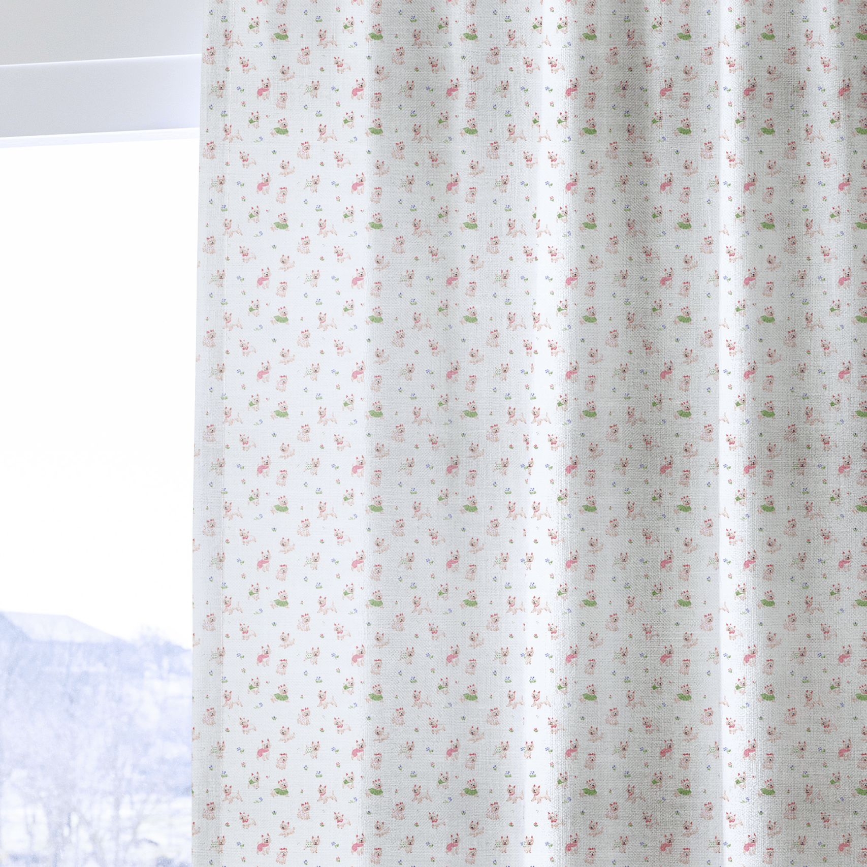Yorkie Garden - Curtain Panel - The Drapery