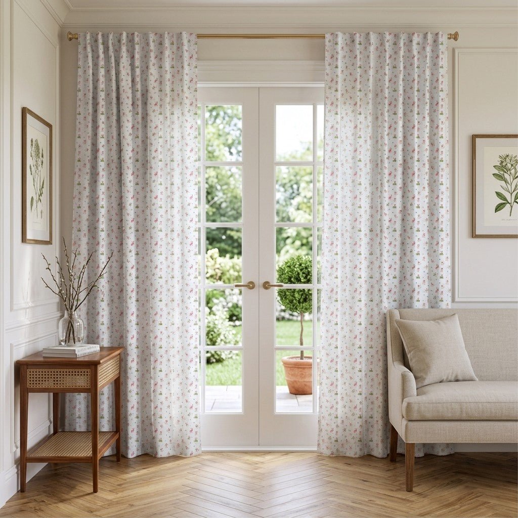 Yorkie Garden - Curtain Panel - The Drapery