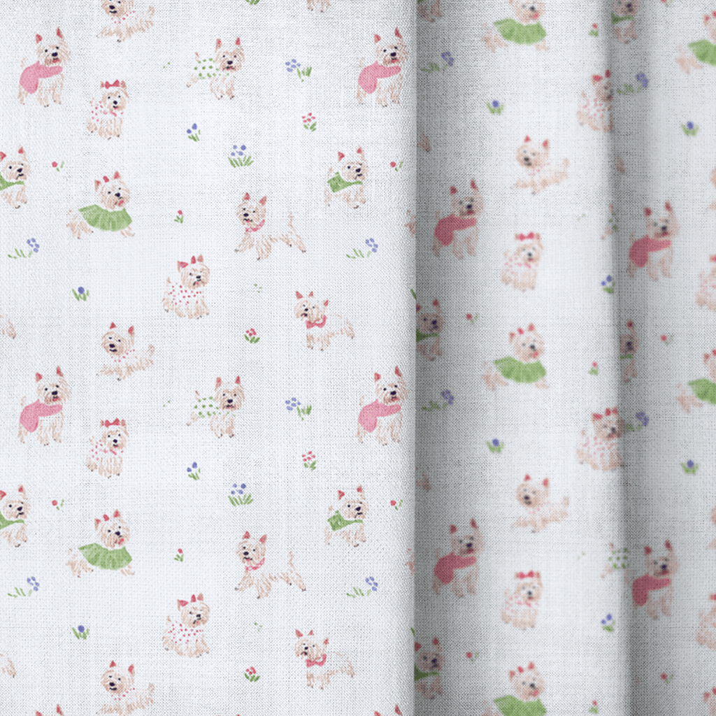 Yorkie Garden - Curtain Panel - The Drapery