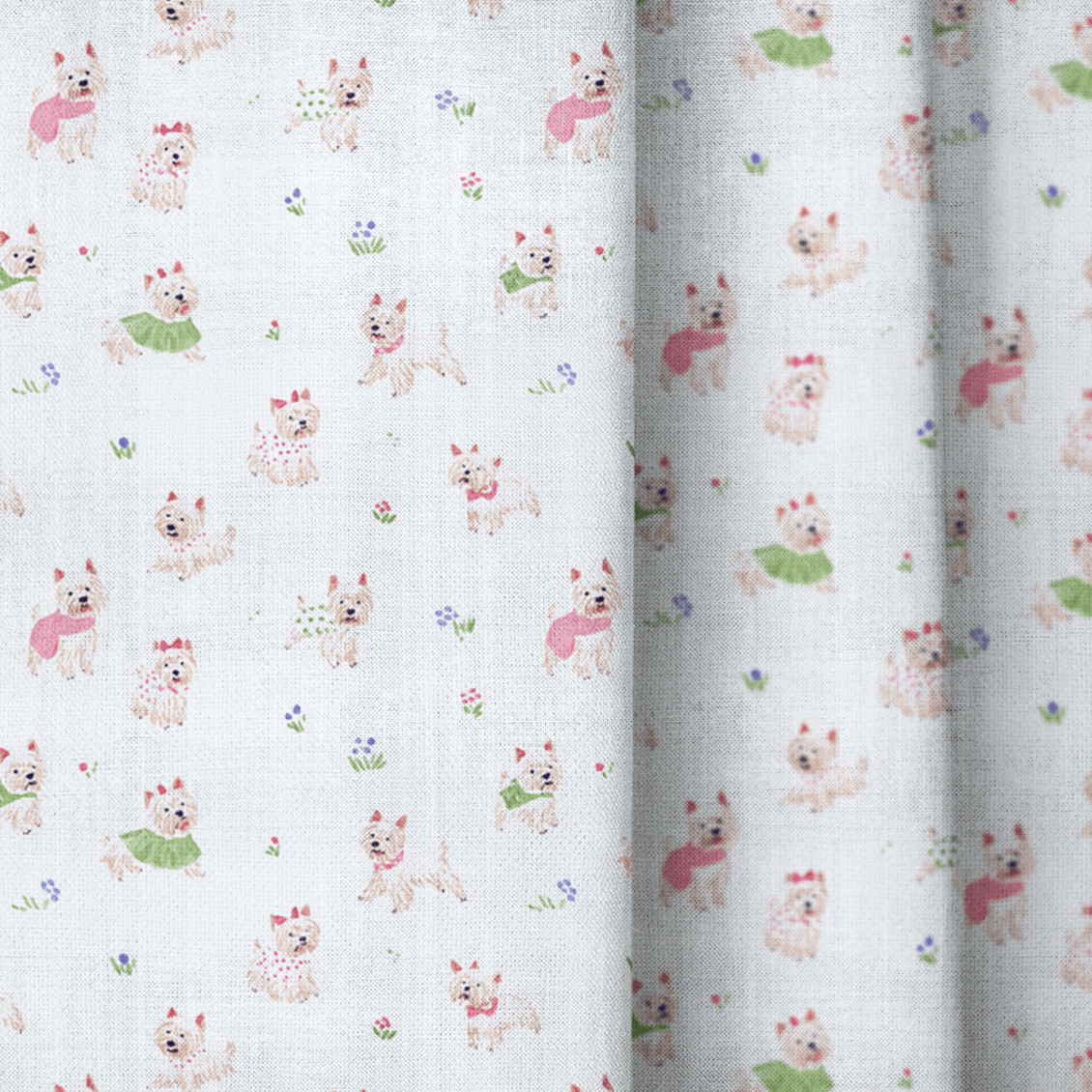 Yorkie Garden - Curtain Panel - The Drapery